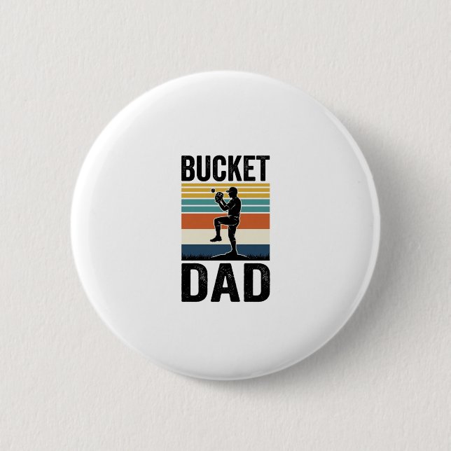 Bucket Dad Retro Baseball Father Vector Design_1 6 Cm Round Badge (Front)