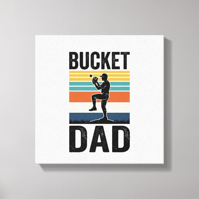 Bucket Dad Retro Baseball Father Vector Design_1 Canvas Print (Front)