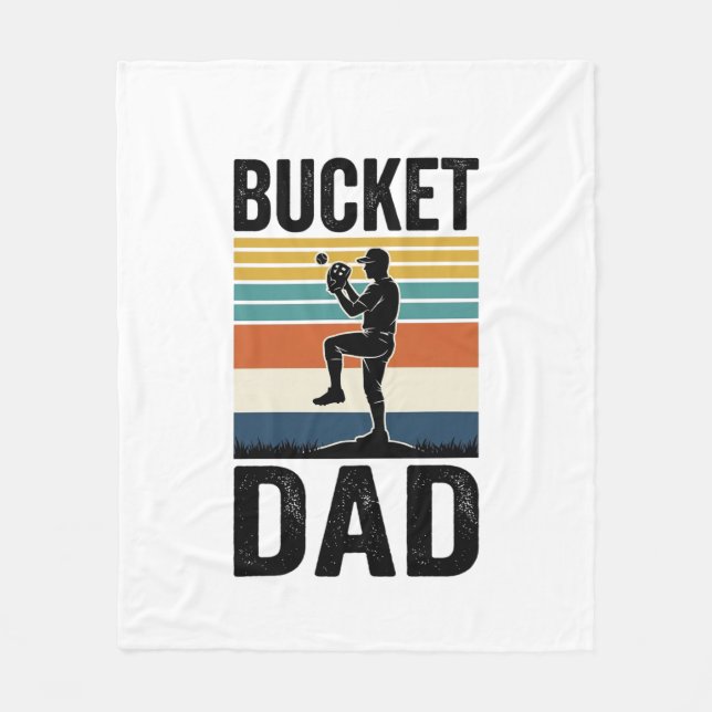 Bucket Dad Retro Baseball Father Vector Design_1 Fleece Blanket (Front)