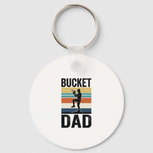 Bucket Dad Retro Baseball Father Vector Design_1 Key Ring