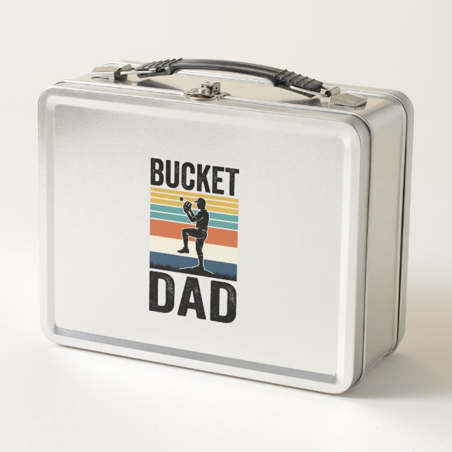 Bucket Dad Retro Baseball Father Vector Design_1 Metal Lunch Box (Front)
