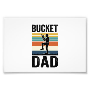 Bucket Dad Retro Baseball Father Vector Design_1 Photo Print