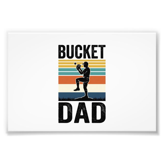 Bucket Dad Retro Baseball Father Vector Design_1 Photo Print (Front)