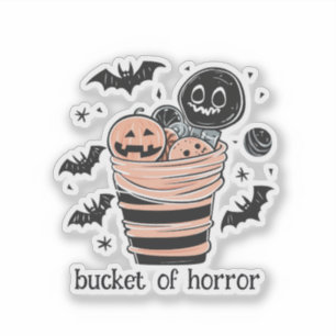 Bucket Filled with Carved Halloween Pumpkins and B