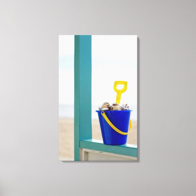 Bucket Filled With Seashells Canvas Print (Front)