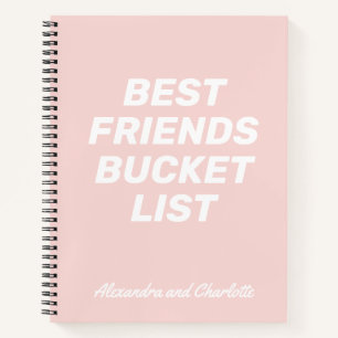 Bucket List Best Friends Blush Pink Personalised Notebook