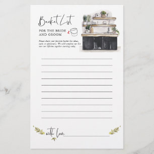 Bucket List   Bridal Shower Game Stationery