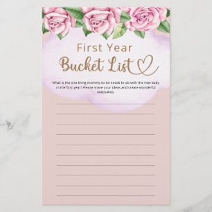 Bucket List First Year Girl Baby Shower