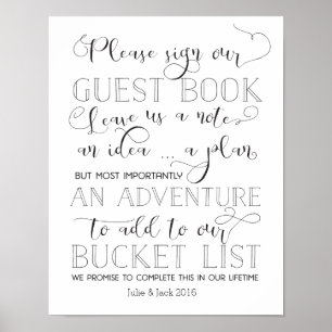 Bucket List Guestbook Sign