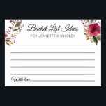 Bucket List Ideas Fall Autumn Wedding Cards<br><div class="desc">These beautiful personalised bucket list cards will be the perfect compliment to your wedding reception or bridal/couples shower. This design features burgundy watercolor flowers and space for guests to leave their bucket list ideas of places or activities for the newlyweds to do in their lifetime.</div>