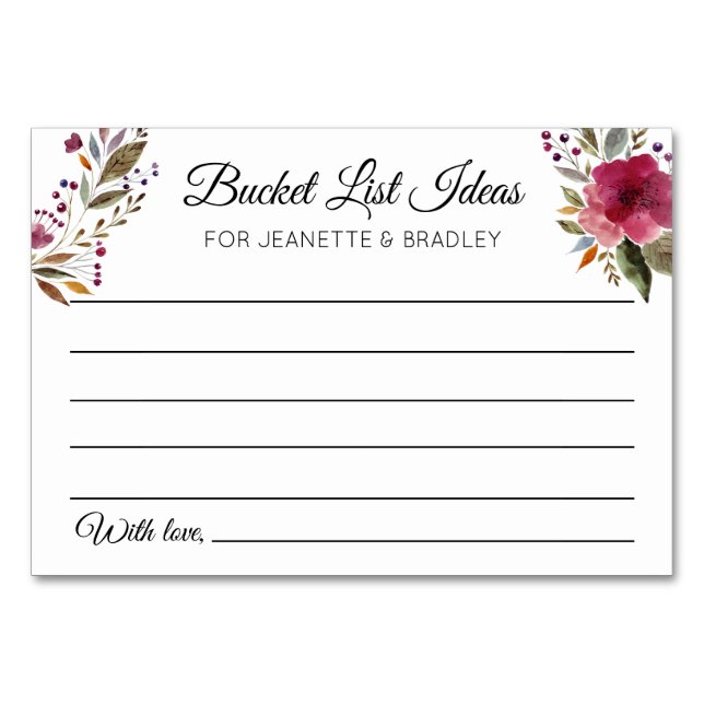 Bucket List Ideas Fall Autumn Wedding Cards (Front)