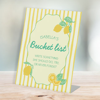 Bucket List Sign Advice Yellow Lemon Graduation