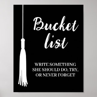 Bucket List Station Black Grad Tassel Graduation Poster
