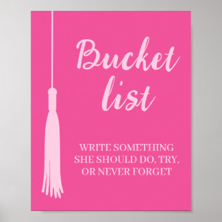 Bucket List Station Pink Grad Tassel Graduation Poster