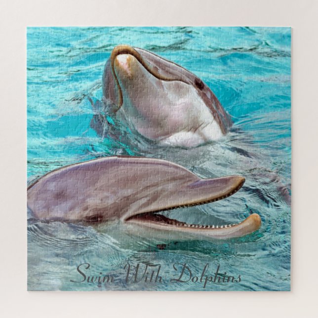 Bucket List Swim With Dolphins Turquoise Water Jigsaw Puzzle (Vertical)