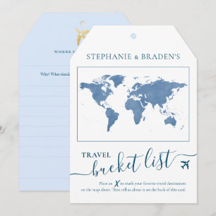 Bucket List Travel Advice Tag Shape Cards Blue