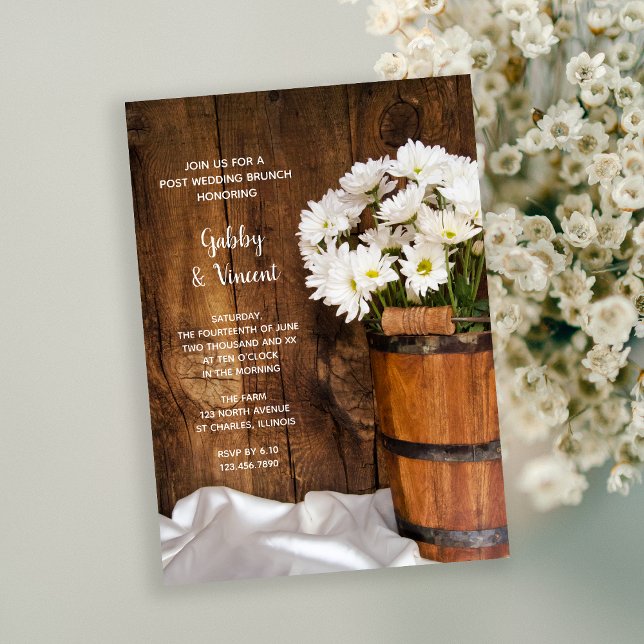 Bucket of Daisies Country Barn Post Wedding Brunch Invitation (Creator Uploaded)
