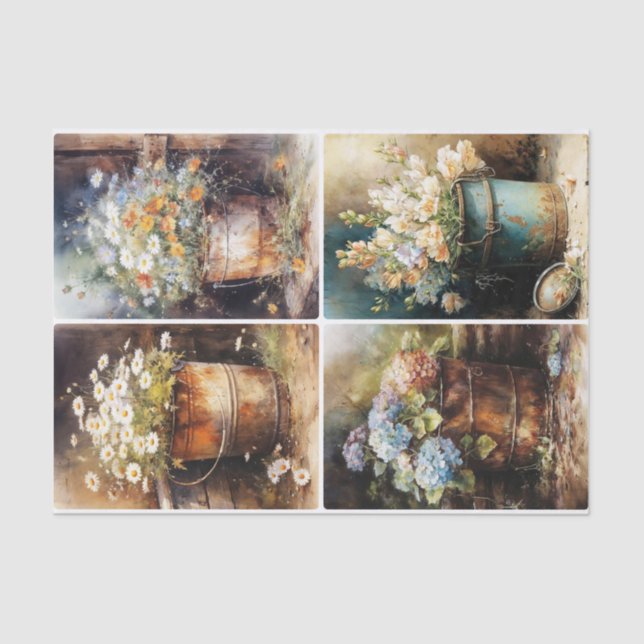 Bucket of Flowers Tissue Paper (Front)