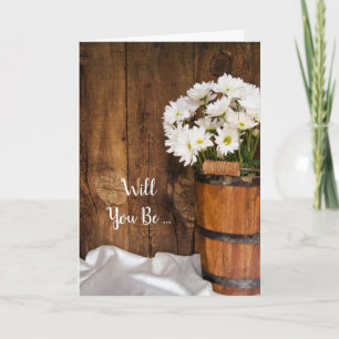 Bucket of White Daisies Will You Be My Bridesmaid Invitation