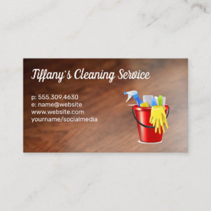 Bucket with Cleaning Supplies   Wood Floors Business Card