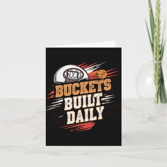 Buckets Built Daily Basketball Motivation Design L Card (Front)