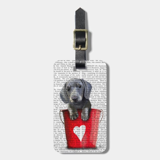 Buckets of Love Dachshund Puppy Luggage Tag (Front Vertical)