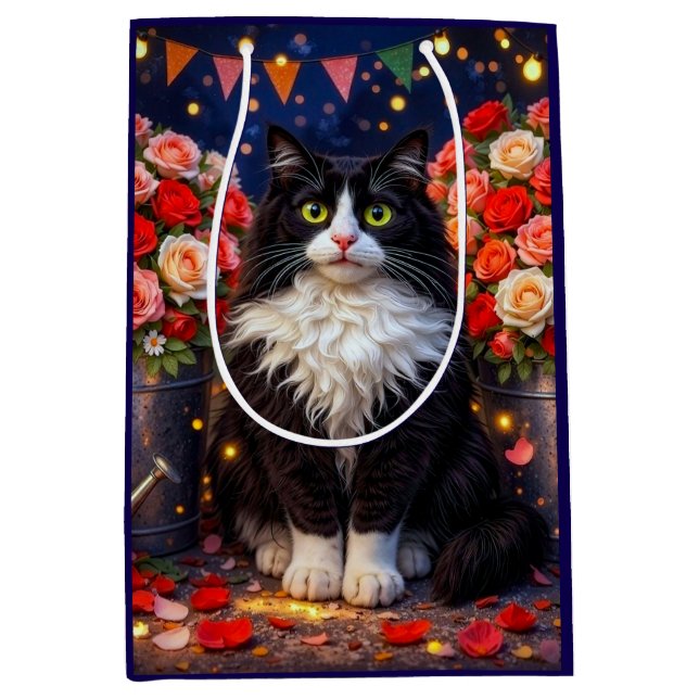 Buckets Of Roses, Cat  Medium Gift Bag (Front)