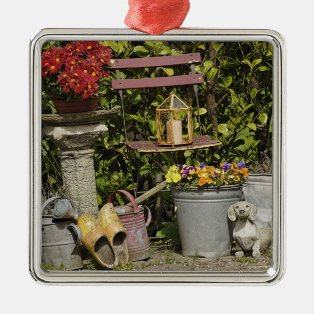 Buckets, shoes, and flowers, Zaanse Schans, Metal Tree Decoration (Front)