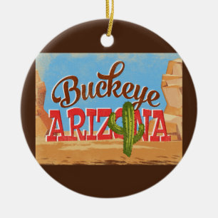 Buckeye Arizona Cartoon Desert Vintage Travel Ceramic Tree Decoration