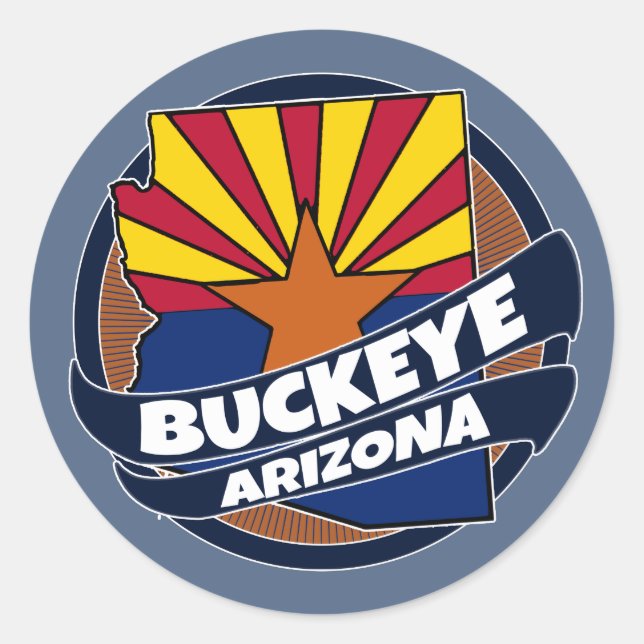 Buckeye Arizona flag burst round stickers (Front)