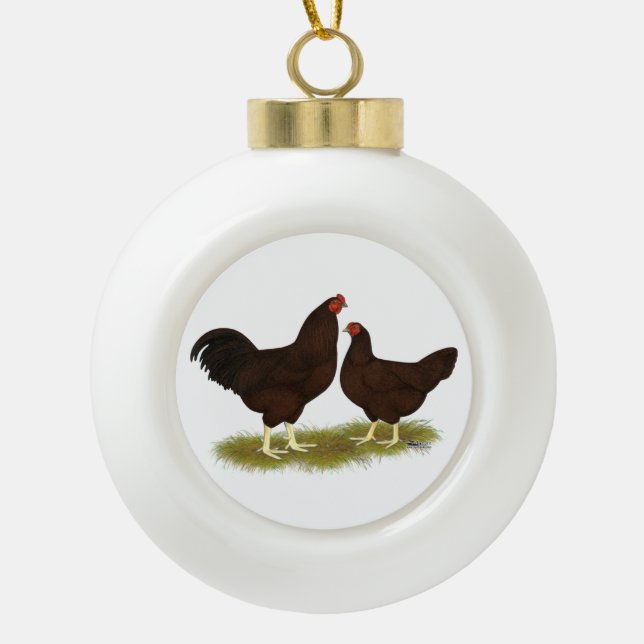 Buckeye Chickens Ceramic Ball Christmas Ornament (Front)