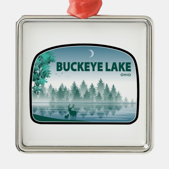 Buckeye Lake Ohio Deer Metal Tree Decoration (Front)