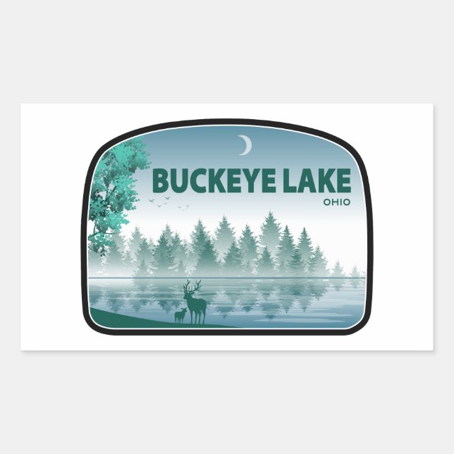 Buckeye Lake Ohio Deer Rectangular Sticker (Front)