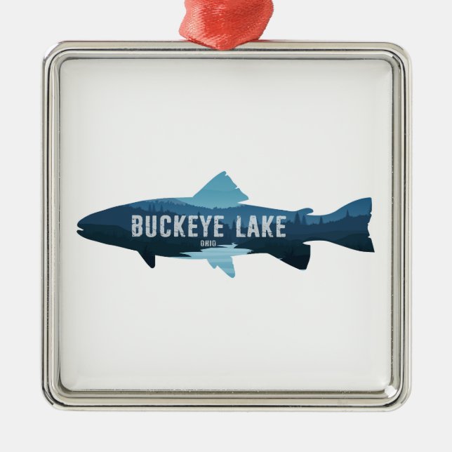 Buckeye Lake Ohio Fish Metal Tree Decoration (Front)