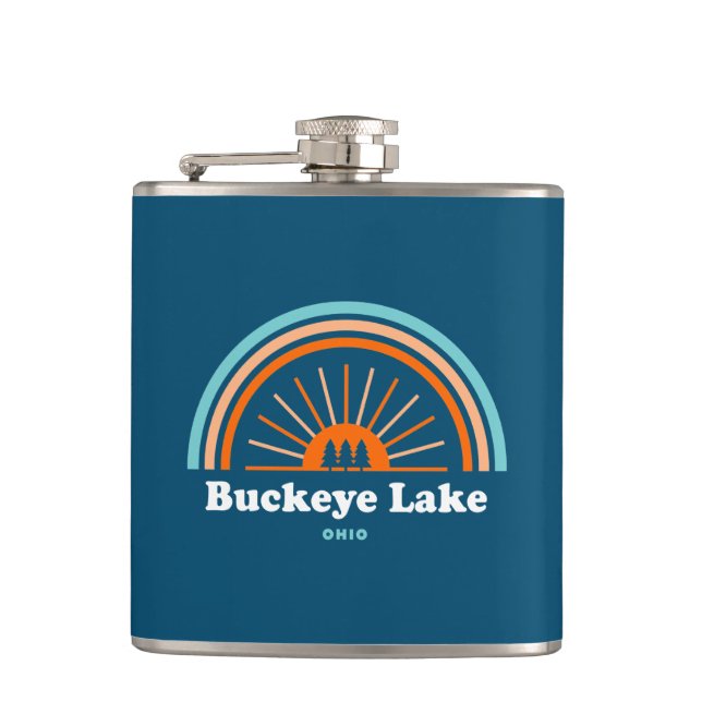 Buckeye Lake Ohio Rainbow Hip Flask (Front)