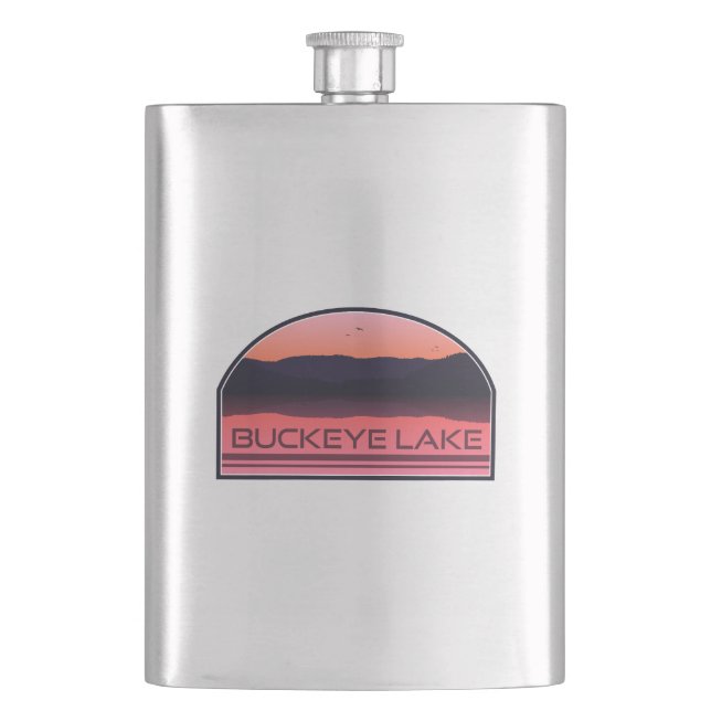Buckeye Lake Ohio Red Sunrise Hip Flask (Front)
