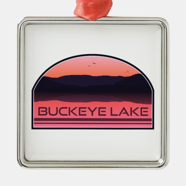 Buckeye Lake Ohio Red Sunrise Metal Tree Decoration (Front)