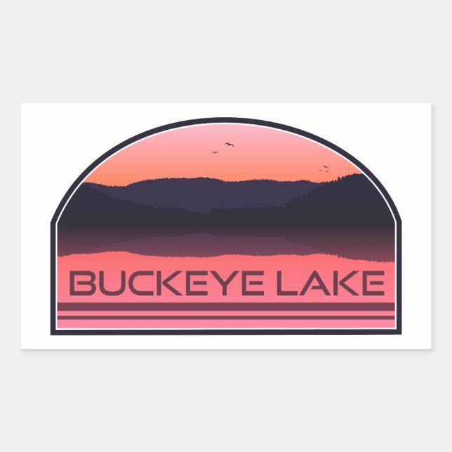 Buckeye Lake Ohio Red Sunrise Rectangular Sticker (Front)