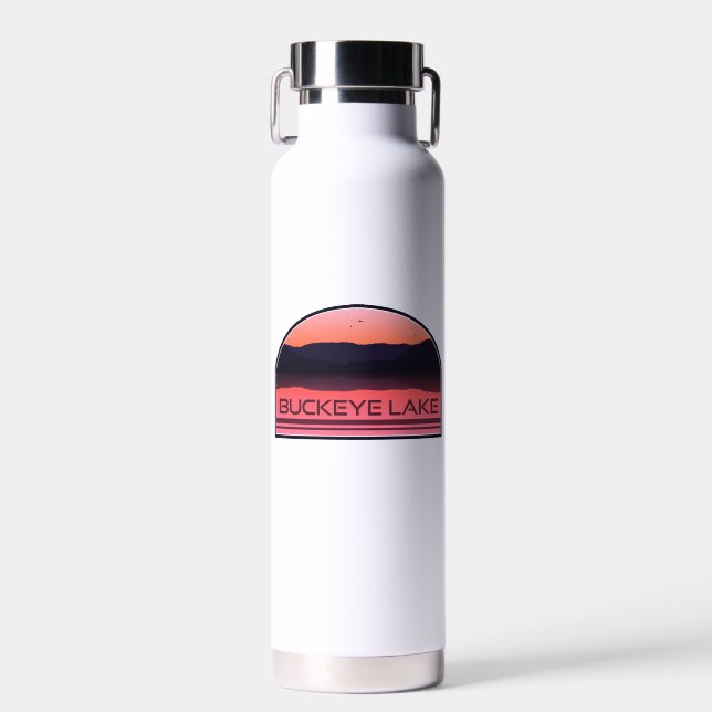 Buckeye Lake Ohio Red Sunrise Water Bottle (Front)