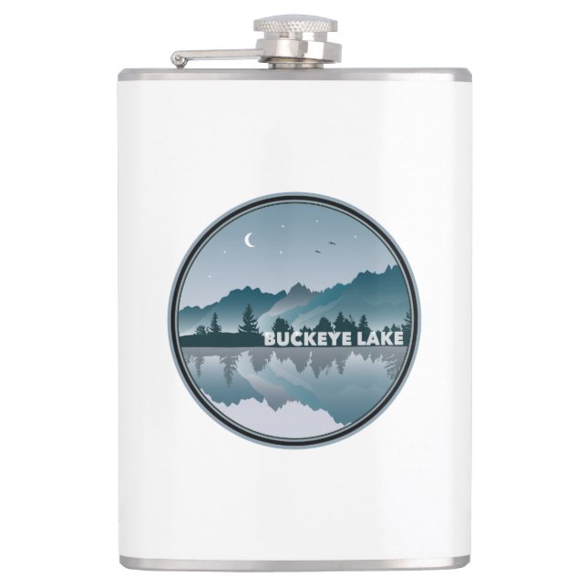 Buckeye Lake Ohio Reflection Hip Flask (Front)
