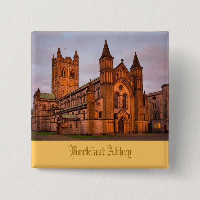 Buckfast Abbey at Sunset 15 Cm Square Badge (Front)