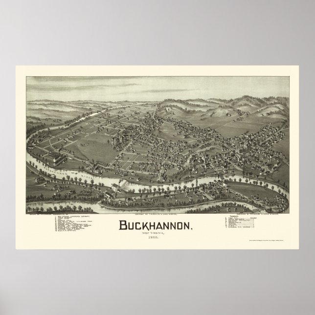 Buckhannon, WV Panoramic Map - 1900 Poster (Front)