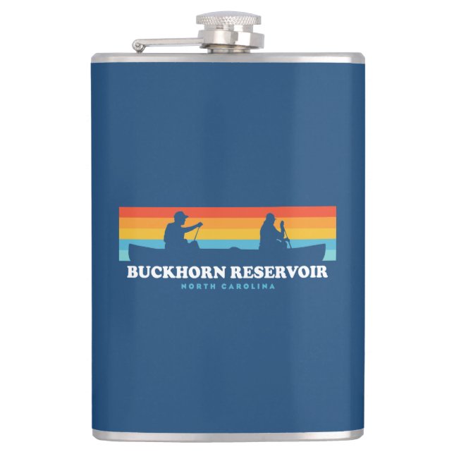 Buckhorn Reservoir North Carolina Canoe Hip Flask (Front)