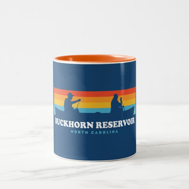 Buckhorn Reservoir North Carolina Canoe Two-Tone Coffee Mug (Center)
