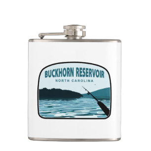 Buckhorn Reservoir North Carolina Fishing Rod Hip Flask