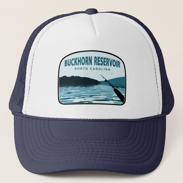 Buckhorn Reservoir North Carolina Fishing Rod Trucker Hat (Front)
