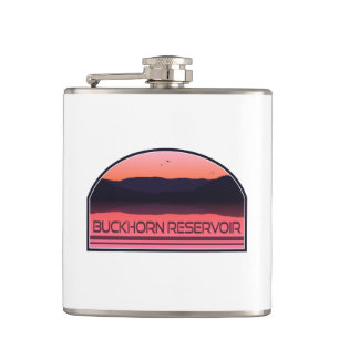 Buckhorn Reservoir North Carolina Red Sunrise Hip Flask