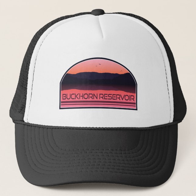 Buckhorn Reservoir North Carolina Red Sunrise Trucker Hat (Front)