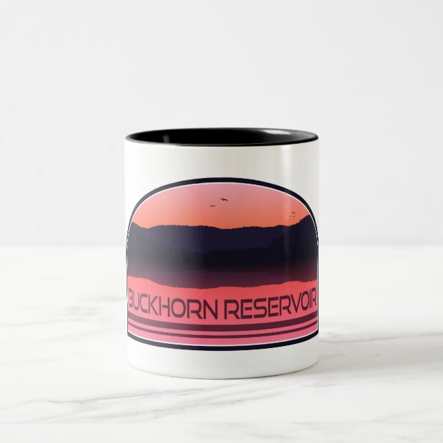 Buckhorn Reservoir North Carolina Red Sunrise Two-Tone Coffee Mug (Center)