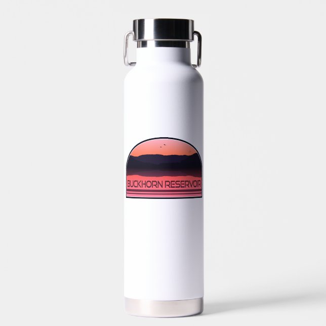 Buckhorn Reservoir North Carolina Red Sunrise Water Bottle (Front)